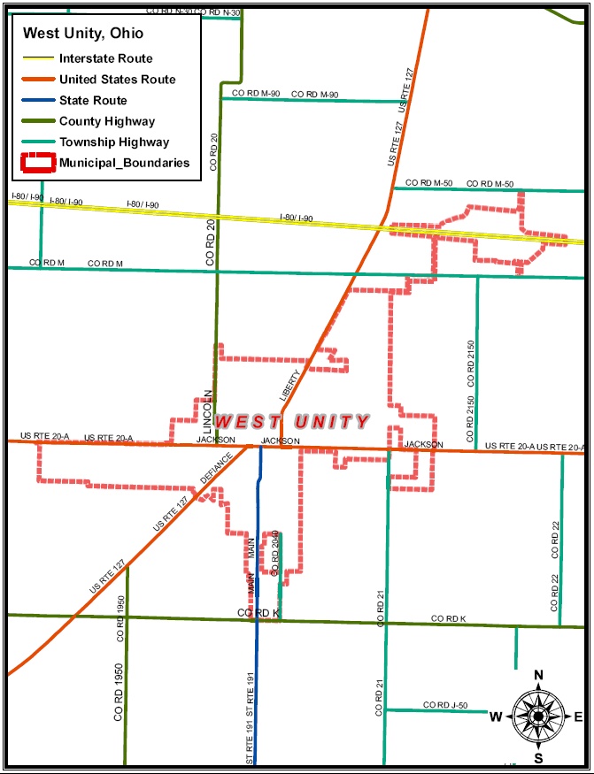 Maps West Unity Ohio